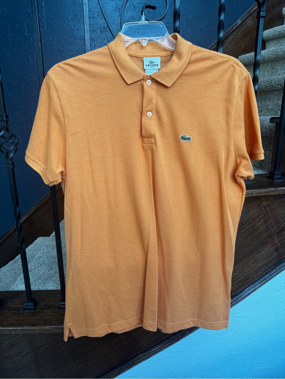 XXL Size 7 Lacoste Men's Orange Polo Slim Fit Shirt